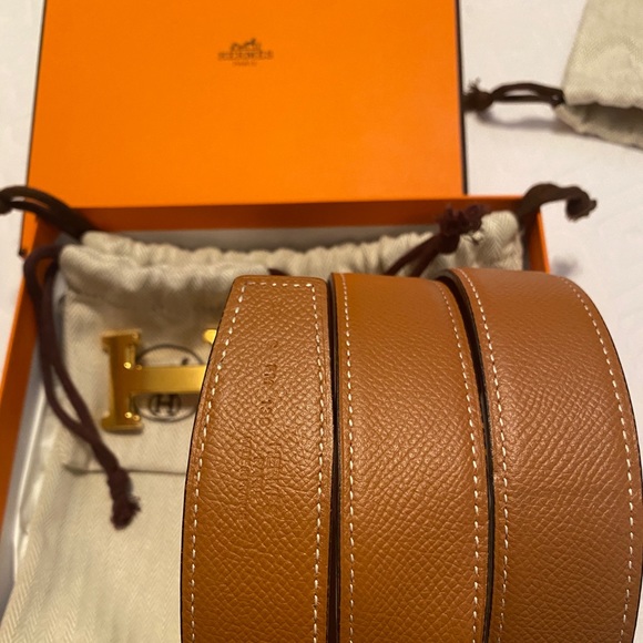 Hermes Accessories - Hermes Rouge gold belt/Size 80 (small-medium) STRAP ONLY 100% AUTHENTIC!
